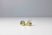 Todd Reed earrings with Aquamarine beads (~12.35ct) black brilliant cut diamonds (~2.08ct), and 18k yellow gold.